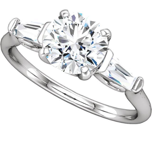 2,01 ct verlobungsring rund und baguette diamant 3 steine weißgold