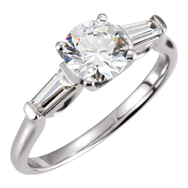 2,01 ct verlobungsring rund und baguette diamant 3 steine weißgold