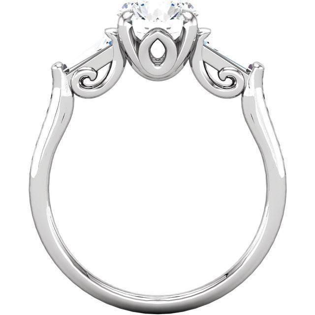 2,01 ct verlobungsring rund und baguette diamant 3 steine weißgold