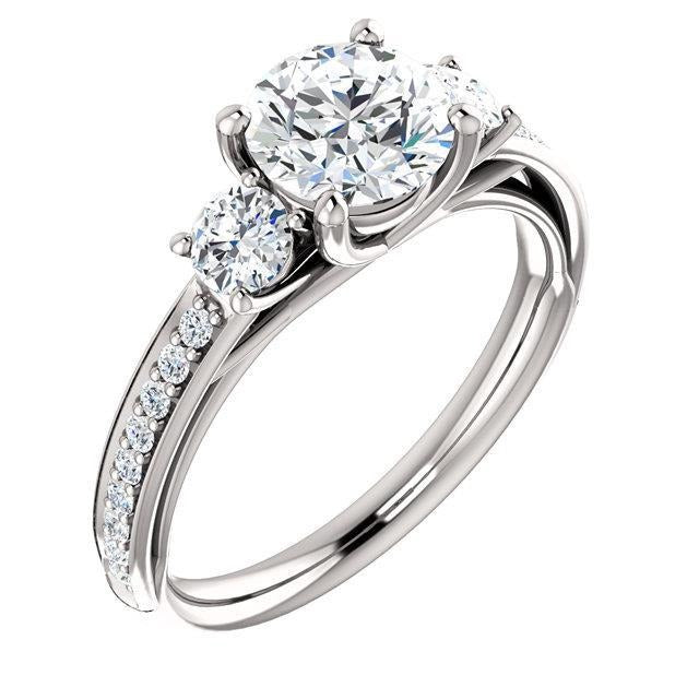 2,05 Karat runder Echt Brillantdiamanten Verlobungsring mit drei Steinen