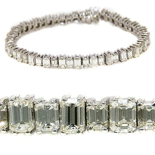 20,80 Ct Smaragdschliff Natürlich Diamant Tennisarmband Massiv Weißgold Schmuck