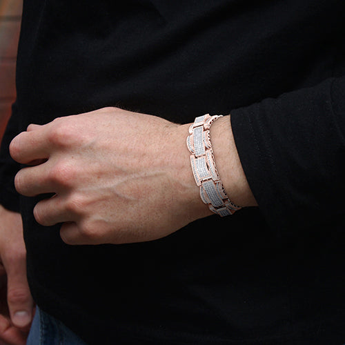 20 Karat Pave Set Princess Schliff Echt Diamant Herren Armband