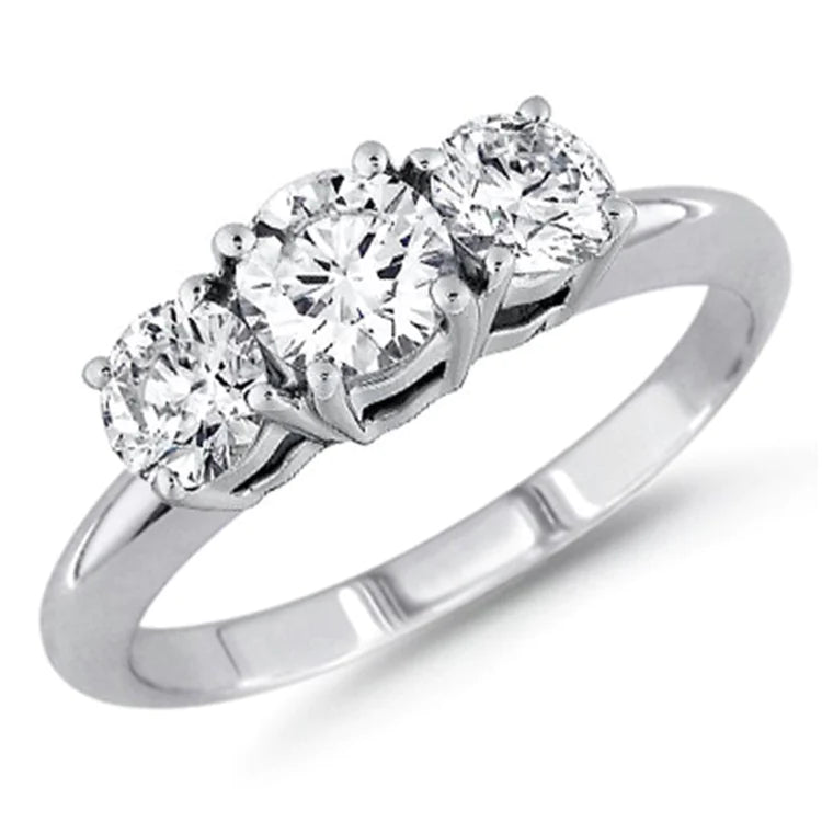 2,20 Karat Rundschliff Drei-Stein-Echt Diamant-Ehering-Schmuck