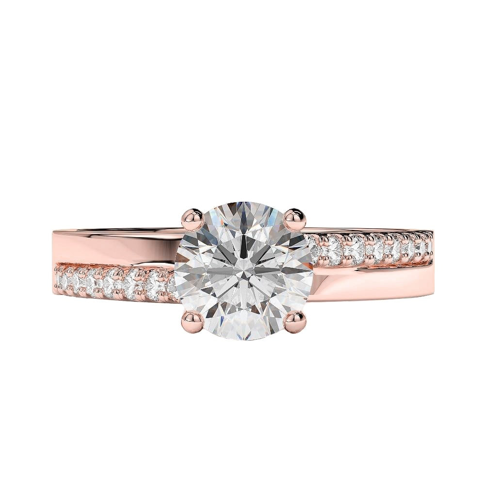 2,25 Karat funkelnder Brillantschliff Echt Diamant Ehering Roségold 14K