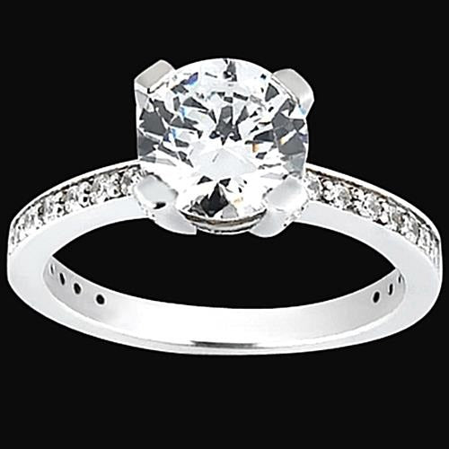 2,25 Karat runder Echt Diamant-Verlobungsring mit Akzenten