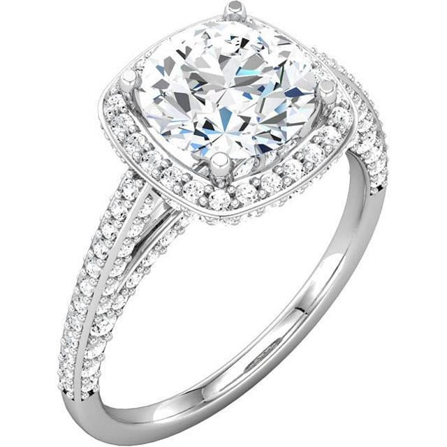 2,30 Karat runder Echt Aus der Erde Abgebauter Natürlicher Diamant Halo Verlobungsring Weißgold 14K