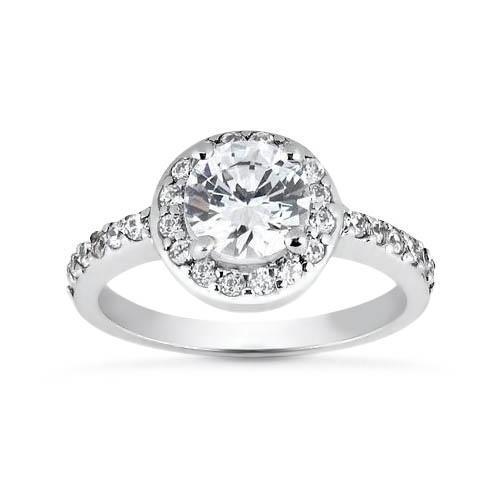 2,30 ct Solitär mit Akzenten Halo Ring runde Natürliche Diamanten