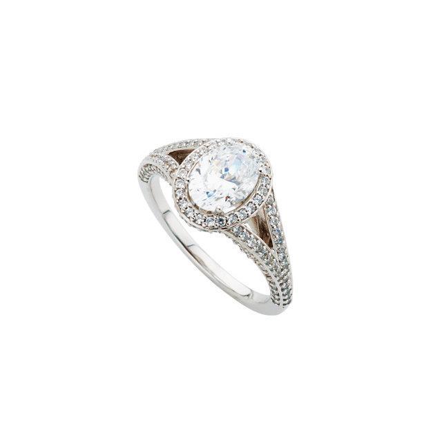 2,35 Karat Oval Halo Echt Diamant Jubiläumsring Split Shank Weißgold 14K