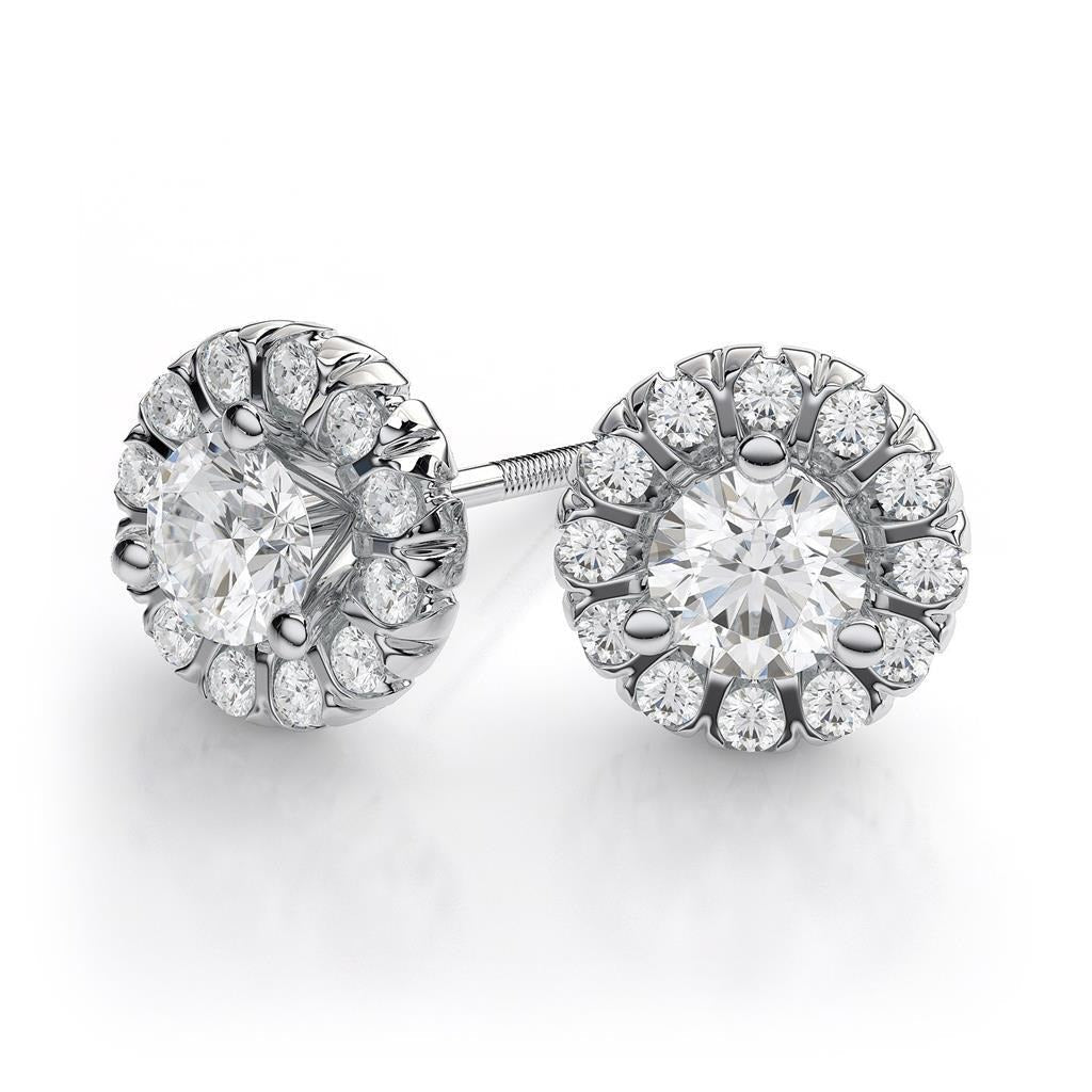 2,40 Karat Wunderschöne Echt Diamant Lady Stud Halo Ohrringe Weißgold
