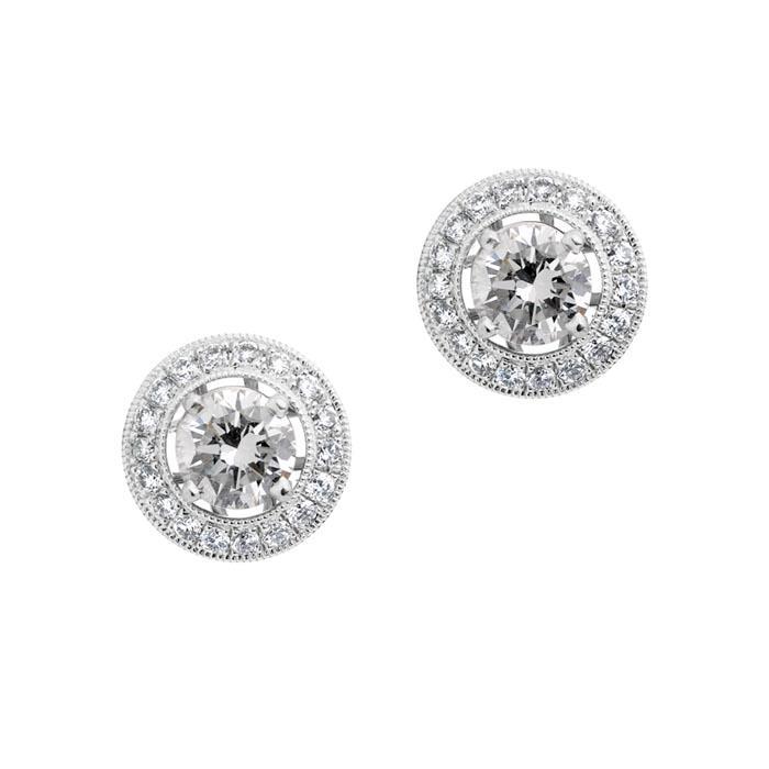 2,40 Karat funkelnde Halo-Natürliche Diamant-Ohrstecker im Rundschliff Neu