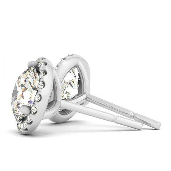 2,40 Karat runde Echt Aus der Erde Abgebauter Natürlicher Diamanten Halo-Paar-Ohrstecker