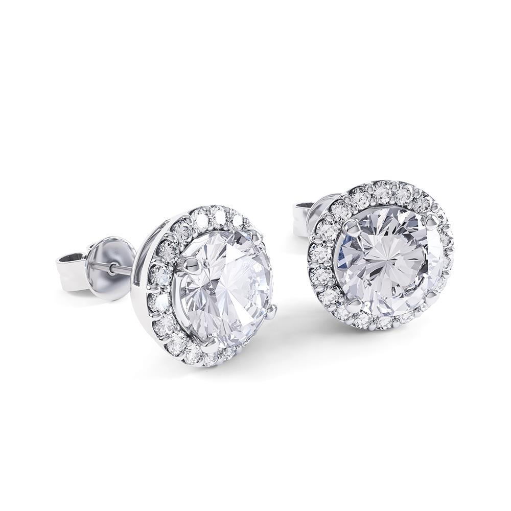 2,40 ct Echt Diamanten im Brillantschliff Damen-Ohrstecker Halo