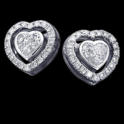 2,40 ct. Halo-Ohrring mit Echt Diamanten im Herzschliff Weißgold