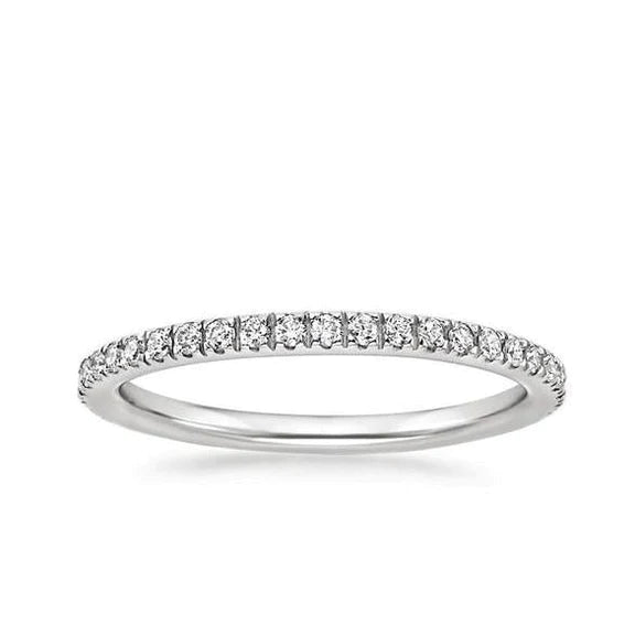 2,5 ct Krappenset Rundschliff Echt Diamanten Ehering 14K Weißgold