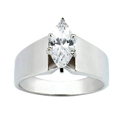 2,5 ct Marquise-Echt-Aus der Erde Abgebauter Natürlicher Diamant-Ring mit dickem Schaft