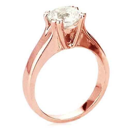 2,50 Karat Echt Aus der Erde Abgebauter Natürlicher Diamant-Solitärring Roségold