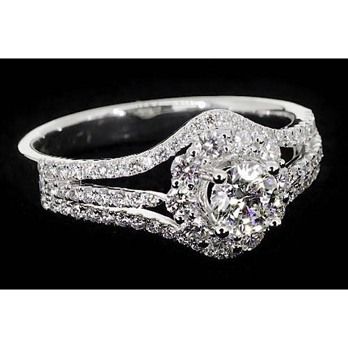 2,50 Karat Jubiläum Ring Split Shank Halo Fassung Echt Diamant Schmuck