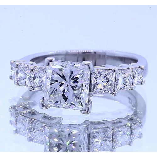 2,50 Karat Princess Cut Echt Diamant-Verlobungsring Schmuck Neu