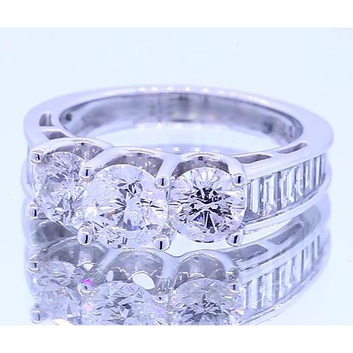 2,50 karat runder diamant-verlobungsring mit 3 steinen weißgold 14k