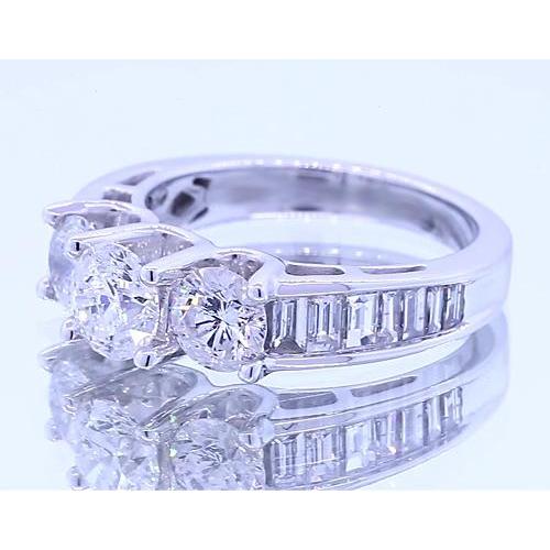 2,50 karat runder diamant-verlobungsring mit 3 steinen weißgold 14k