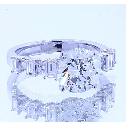 2,50 Karat runder Echt Diamant 4 Zinken Set Verlobungsring Schmuck