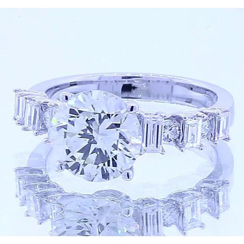 2,50 Karat runder Echt Diamant 4 Zinken Set Verlobungsring Schmuck