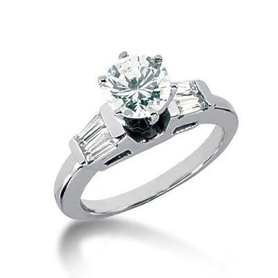 2,51 Karat Rund & Baguette Echt Aus der Erde Abgebauter Natürlicher Diamant Drei-Steine-Ring Neu