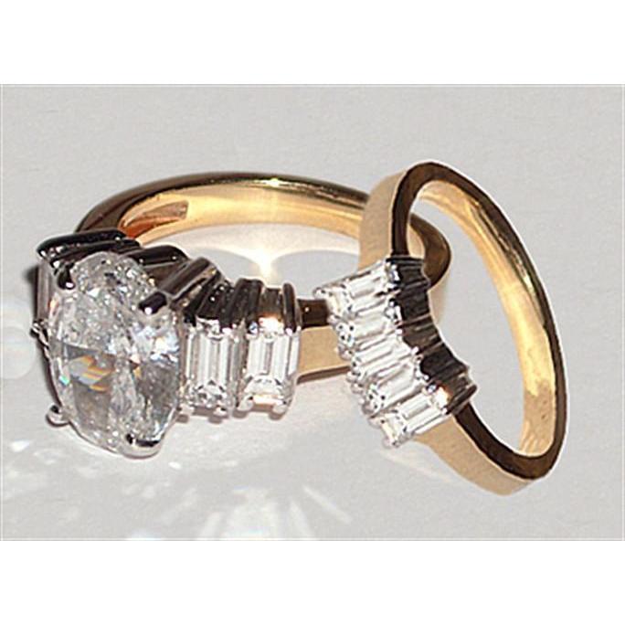2,51 ct. Echt Diamanten-Verlobungsring-Band-Set Gold Gelb