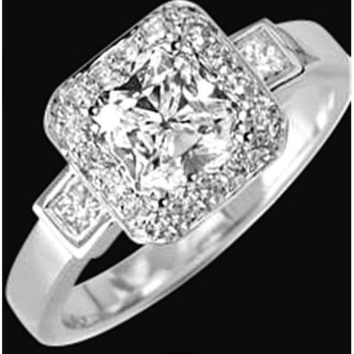 2,51 ct. Echt Aus der Erde Abgebauter Natürlicher Diamantring Drei Steine mit Akzenten Weißgold 14K