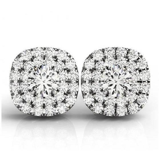 2,56 Karat runde Echt Aus der Erde Abgebauter Natürlicher Diamantohrringe mit Aus der Erde Abgebauter Natürlicher Diamanten aus Weißgold Halo