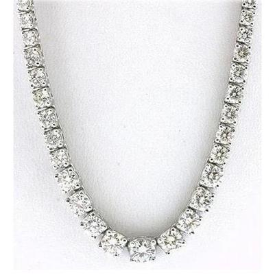 25.00 Karat Echt Diamanten Halskette Tennis Graduiert Riviera 40 cm 14K Gold