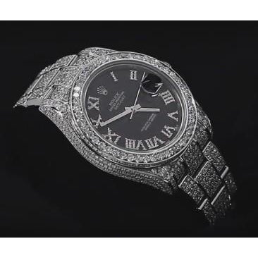 25 Karat schwarzes individuelles Diamantzifferblatt Rolex