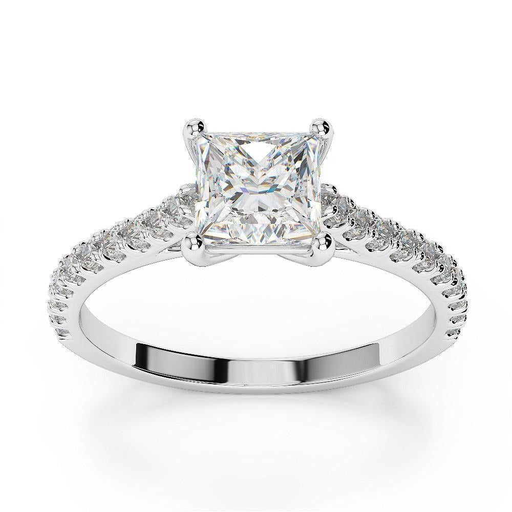 2,60 Karat Princess Cut Solitaire mit Akzent Echt Diamanten Ehering