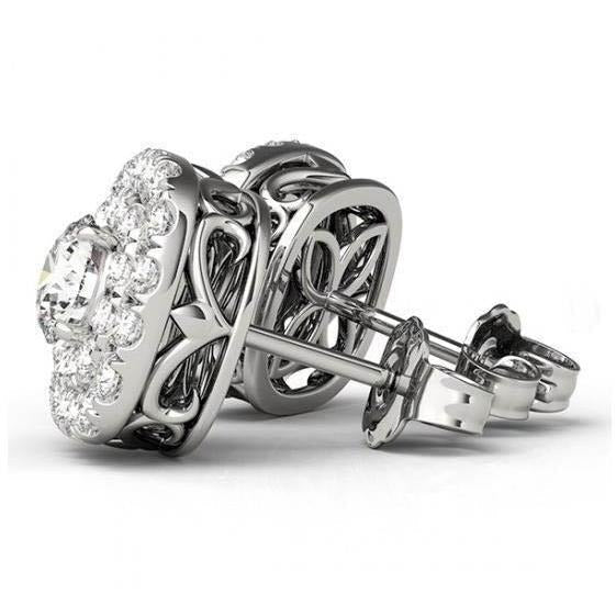 2,60 Karat Runde Echt Aus der Erde Abgebauter Natürlicher Diamant Ohrstecker Weißgold 14K