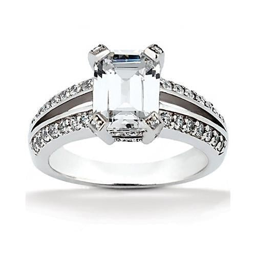 2,60 Karat großer Echt Aus der Erde Abgebauter Natürlicher Diamant-Solitär mit Akzent-Verlobungsring