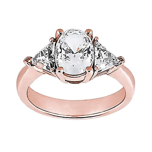 2,71 ct. Ovaler Natürliche Diamantring mit drei Steinen in Roségold 14K