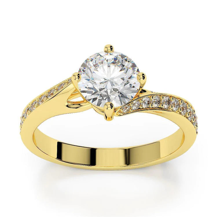 2,75 Karat Echt Diamant Ehering Split Shank Gelbgold 14K