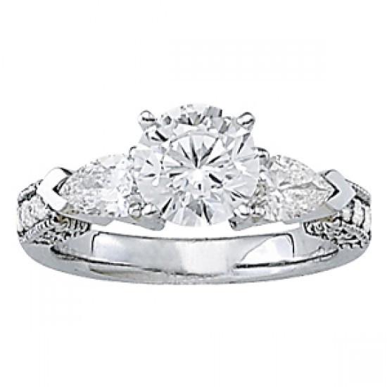 2,75 Karat Echt Diamanten Drei Steine Stil Verlobungsring Weißgold 14K