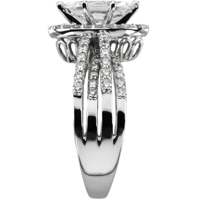 2,75 Karat Marquise und runder Natürliche Diamant-Verlobungsring Weißgold 14K