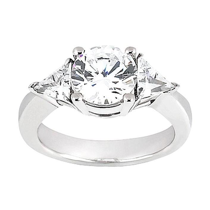2,75 Karat Runder & Trilliant Drei-Stein-Echt Diamant-Ring Weißgold