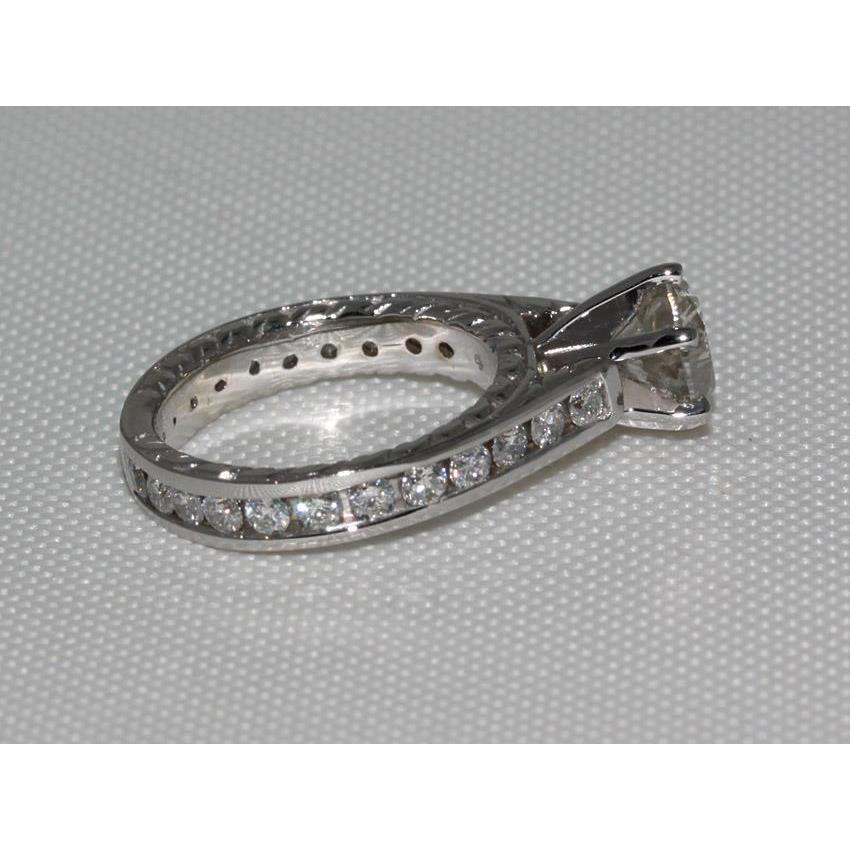 2,75 Karat funkelnder Echt Diamant-Solitärring mit Akzenten