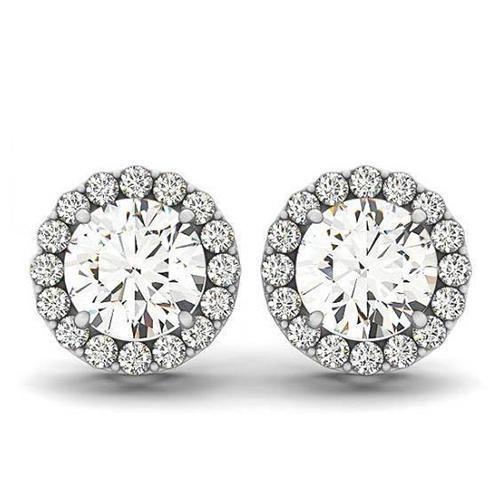 2,80 karat f vs1 vvs1 runde diamanten weißgold 14k ohrstecker paar halo-ohrringe