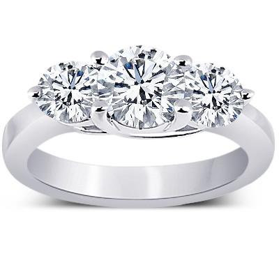 2,91 Karat Drei-Steine-Echt-Diamant-Verlobungsring Gold Neu