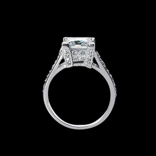 2,91 Karat Prinzessin Echt DiamantRing Solitaire mit Akzenten Pave