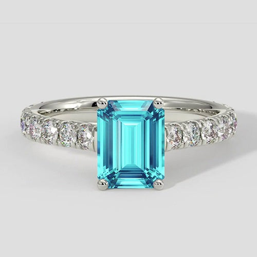 2 Karat Paraiba-Ring im Smaragdschliff