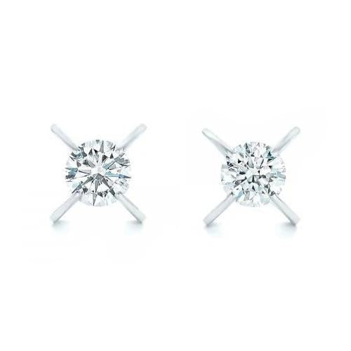 2.00 Ct Runden Brilliant Cut Echt Aus der Erde Abgebauter Natürlicher Diamants Women Studs Earring White Gold