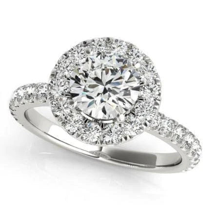 2.00 Karat runder Echt Diamanten Halo Ring aus massivem Gold 14K
