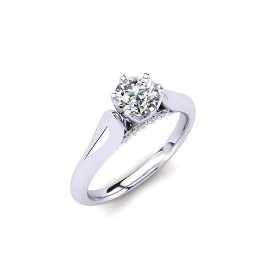 2.10 ct runder Echt Diamant-Verlobungsring mit Akzenten Weißgold 14K