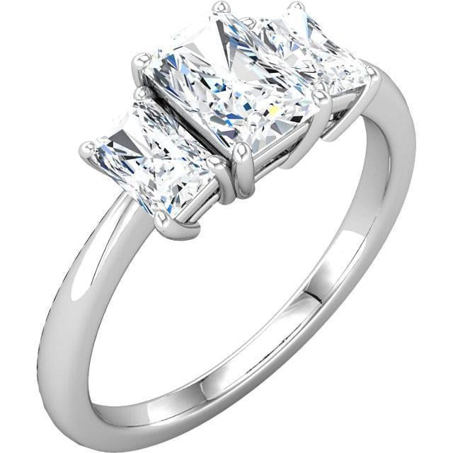 2.11 Karat Prinzessin Echt Aus der Erde Abgebauter Natürlicher DiamantDrei-Steine-Ring Weißgold 14K