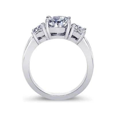 2.11 ct. Runder Echt Diamant-Verlobungsring im Stil mit drei Steinen und Prinzessin